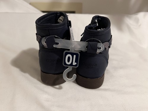 OSHKOSH B'GOSH LITTLE GIRLS BLUE SILVER TRIM ZIPPER SIDE BOOTS SIZE 10 NEW - Picture 12 of 17