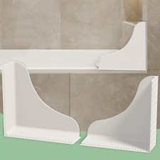 No-Adhesive Shower Splash Guard 2-Pack White Silicone Corner Water Blocker
