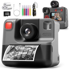 Instant Print Camera for Kids, 1080P Kids Cameras,HD Digital Black