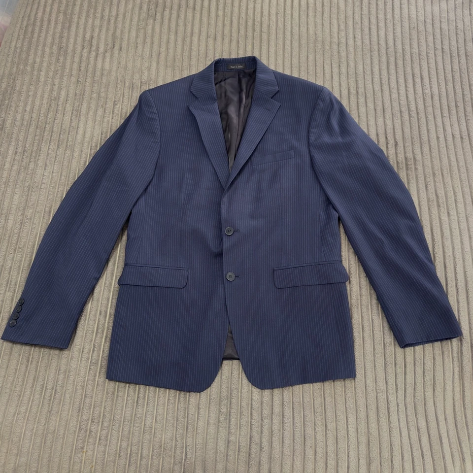 Traje Chaqueta Chaleco Calvin Klein Para Hombres 42R Azul Marino Rayas Lana Clásico Core Business Foto 2 de 4