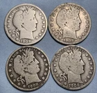 1908 P-D-O-S (4) Barber Half Dollars - One From Each mint. Great Set For Newbies