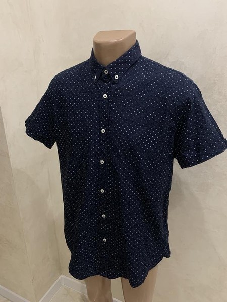 Men ZARA Shirt Navy Cotton 40 /L / 48