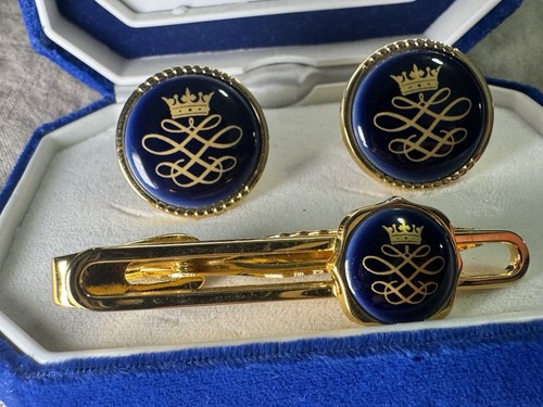 SWANK -DENMARK ROYAL COPENHAGEN BLUE DELFT GOLDTONE PORCELAIN CUFFLINKS & Pin - Bild 3 von 8