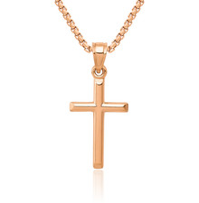 14K Solid Rose Gold Cross Necklace