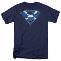 Dc Comics - Superman - Schottisches Schild - Erwachsenen Unisex T-Shirt - Blau