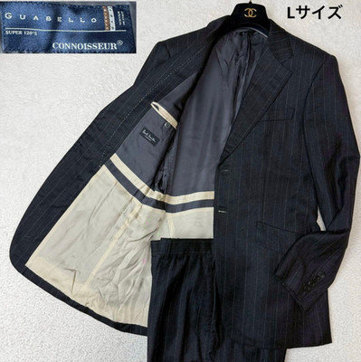 Paul Smith COLLECTION GUABELLO Super120's Stripe Suit Set Up Black L Japan