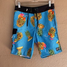 Vans Off The Wall Men's Board Shorts Swim Trunks Pineapple Skull Cocktail Sz 28