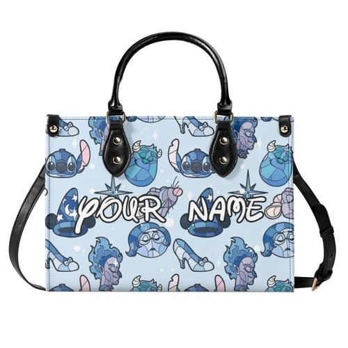 Personalized Blue Character Disney Leather Handbag, Disney  Handbag
