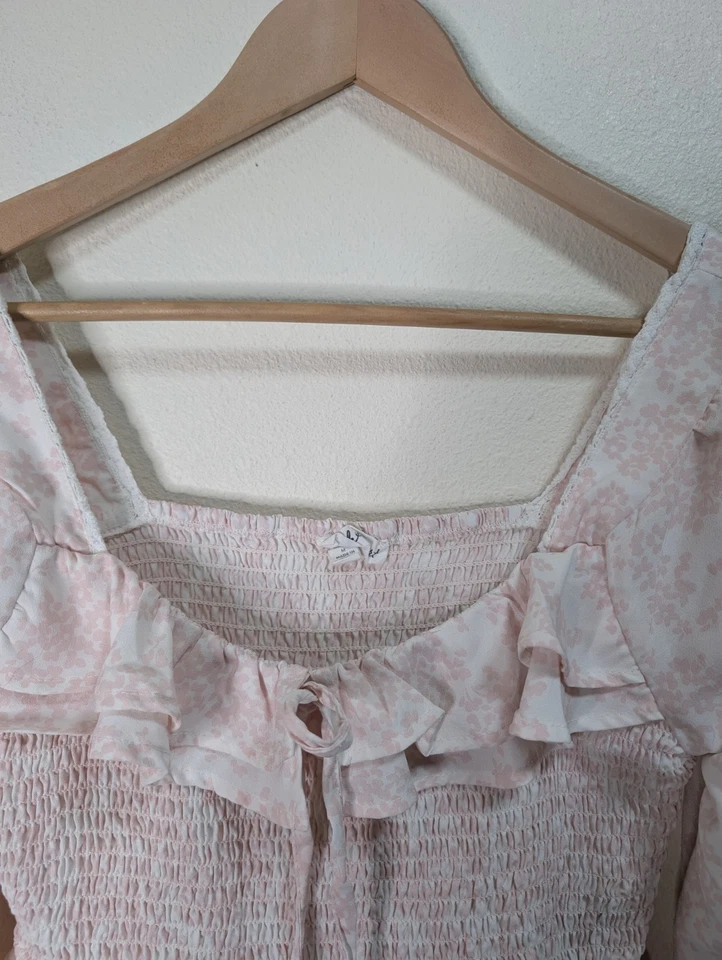 Top Babydoll Vintage Estilo Y2K Rosa Volantes Floral Cottagecore Lechera Campesina Foto 2 de 4