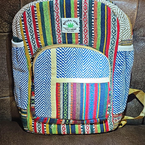 Natural Hemp Multicolour Striped Daypack Backpack