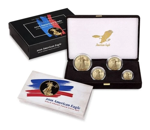 1776-2026-W Semiquincentennial 4 Coin Proof Gold Eagle Set w/Box & COA Presale