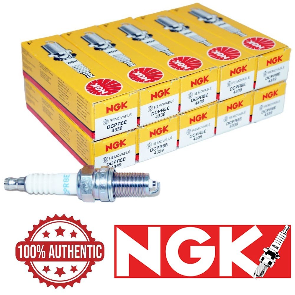 10 Pack Genuine NGK 4339 Nickel Spark Plugs DCPR8E with Removable Tip