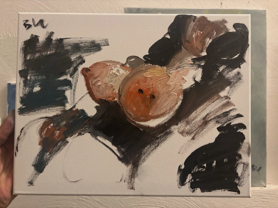 Pintura al óleo gótica americana retrato interior niña Art Deco lienzo 11x14 Foto 2 de 3