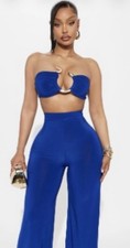Fashion Nova Royal Blue High Waisted Pants Only Size L Brand New
