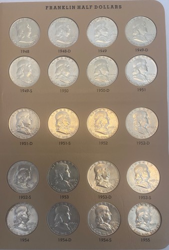 Complete Set Franklin Half Dollars 1948-1963 35 different melt $850 old cleaning