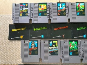 LOT OF 9 5-Screw Black Box NES Games (Balloon Soccer Mario) - CARTS + MANUALS
