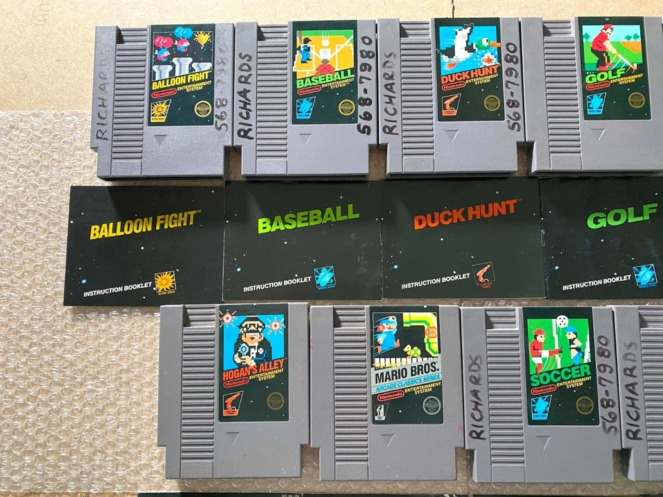 LOT OF 9 5-Screw Black Box NES Games (Balloon Soccer Mario) - CARTS + MANUALS - Image 2 of 4