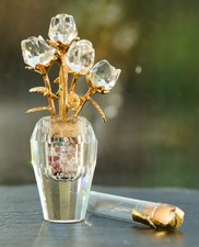 Swarovski Crystal Glass Memories Secrets Collection Roses In Vase 675655 Boxed