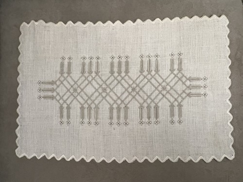 Elegant Vtg Hand Embroidered Norwegian Hardanger Table Runner, Scarf, Doily