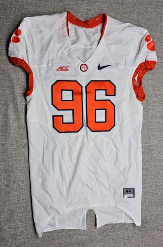 Clemson Tigers Football Jersey Mens 44 L White Game Worn Team Issued Nike #96