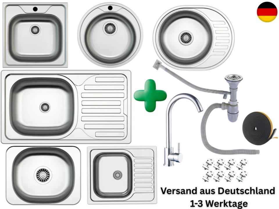 Edelstahlspüle Einbauspüle mit Armatur – Edelstahl Komplettset für Küchen - Bild 1 von 1