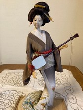 Bambola giapponese geisha 46,5 cm stile kimono abbigliamento tradizionale