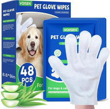 VOISEN 48 Pcs Pet Glove Wipes for Dogs and Cats, Cleaning  Deodorizing Bathing