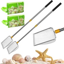 2 Pieces Shark Tooth Sifter Beach Sand Sifter W/ Shell Bags Sand Scoop Shell