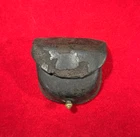 ORIG CIVIL WAR SOLDIER'S DARK LEATHER CAP BOX / GREAT PATINA