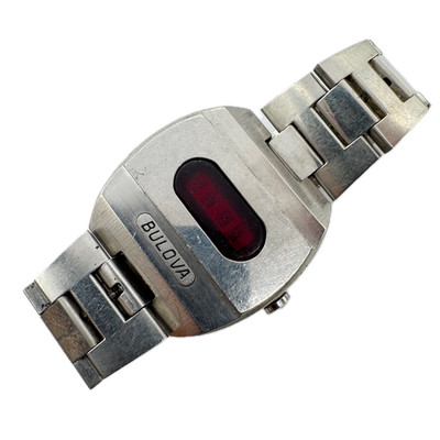 Vintage 1974 Bulova 3454 Men's Digital LED Wristwatch 2281 USA Stainless Steel