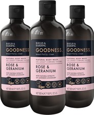 Image of Baylis & Harding Goodness Rose & Geranium Natural Body Wash, 500 ml (Pack of 3)