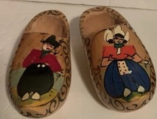 Wooden Clogs Dutch Boy Girl Hand Painted Made In Holland Vintage 7