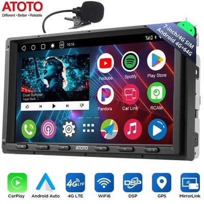 ATOTO A6 PL Android 4G+64G 7'' 2DIN Car Stereo GPS NAVI Radio AI Wireless CarPlay