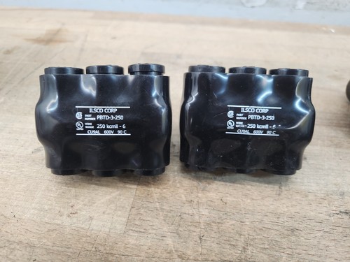 2x ILSCO PBTD-3-250 Multi Tap Connector 3 Port 2 Side 6AWG to 250KCMIL AL/CU.
