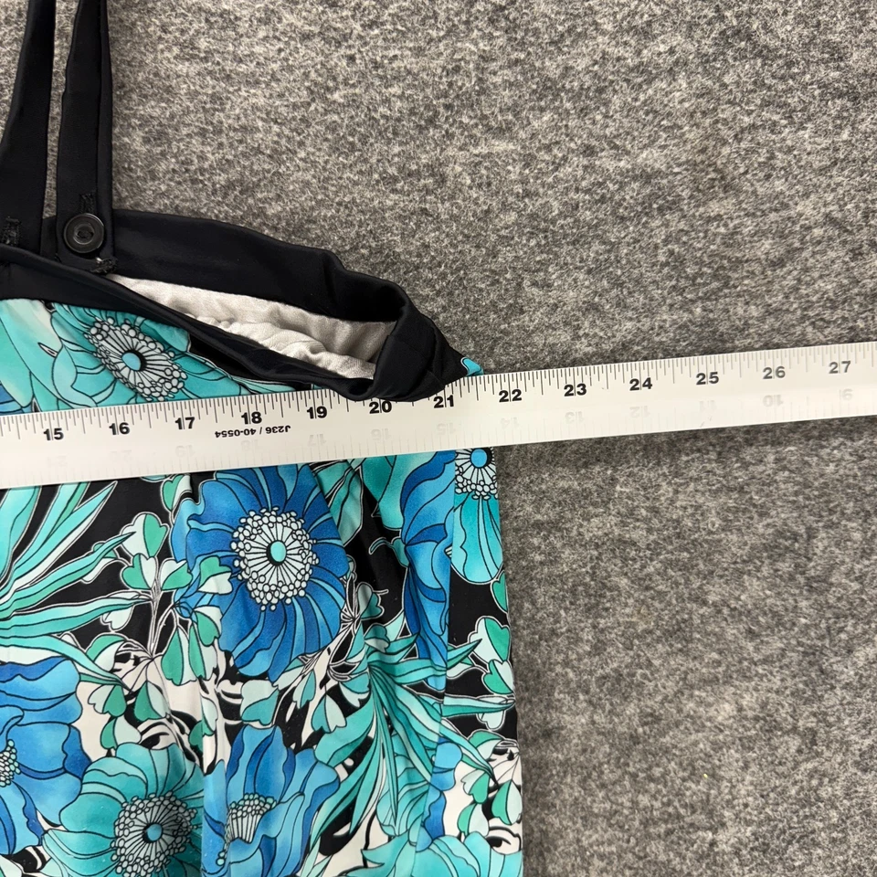 Top Tankini Azul Mujer 24W Plus Azul Floral Push Up Sin Mangas Correa Ancha Natación Foto 3 de 4