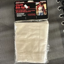 Craftsman Beige Bib Work Apron 100 Cotton Canvas Reinforced Pockets One Size