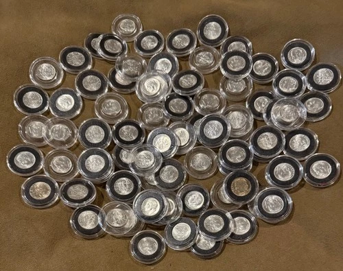 (81)  1960  Roosevelt Silver Dimes  BU Most D mint In holders