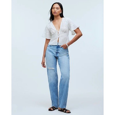 Madewell The 90s Straight Jean Revoir Wash Blue Relaxed High Rise US 28 NWT.