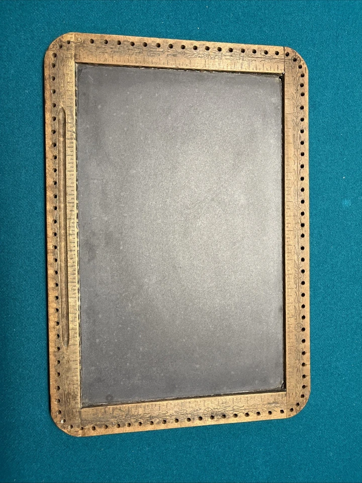 Antique Slate Chalkboard Wood Frame Country Schoolhouse Double Sided X2 Vintage - Image 2 of 4
