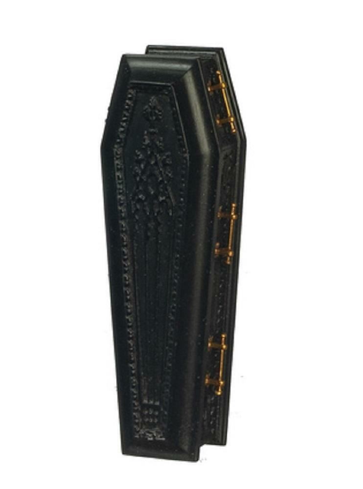 Dolls House Black Coffin JBM Miniature Church Funeral Halloween Accessory 1:12