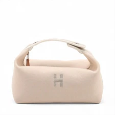 Hermès Brid A Black PM canvas Beige Silver Metal Fittings