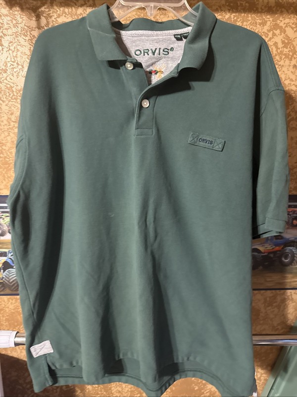 VTG Orvis polo shirt golf shirt fishing Men XXL outdoor hiking performance green
