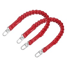Braided Purse Strap, 2Pcs 44.7cm/17.6" Red PU Leather with Silver Buckles