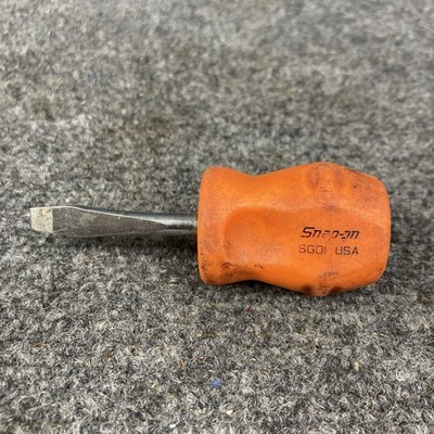 Snap On Flat Tip Stubby Screwdriver Orange Hard Handle SGD1