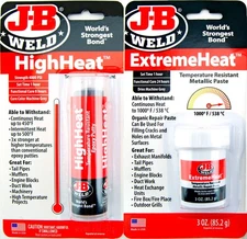 J-B Weld 2pk Lot Extreme-Heat Metallic Paste & High-Heat Epoxy Putty
