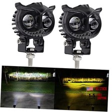 LED Motorcycle Driving Fog Lights Dual Color Amber/White 2Pcs 2.6Inch
