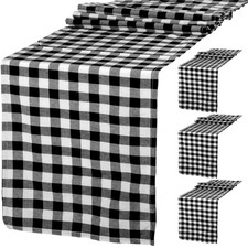 4 Pack Buffalo Plaid Table Runners Buffalo Check Collection Black and White 1...