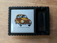 Vintage Cast iron And Ceramic 1939 Beetle Ashtray