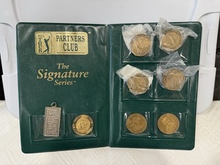 PGA Tour Partners Club Signature Series Coin Set 7 Coins Keychain