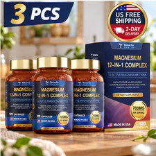 3 PCS NEW Totaria Magnesium 12-in-1 Complex 700mg 120 Capsules Made in USA